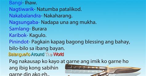 batangueño words list|Homework: English to Batangueño translations .